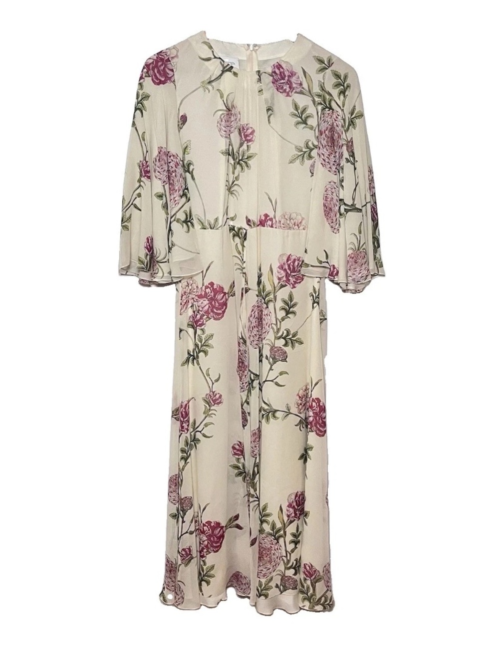 Giambattista Valli Paris Silk Dress Ivory Floral Maxi Size Small Made in Italy